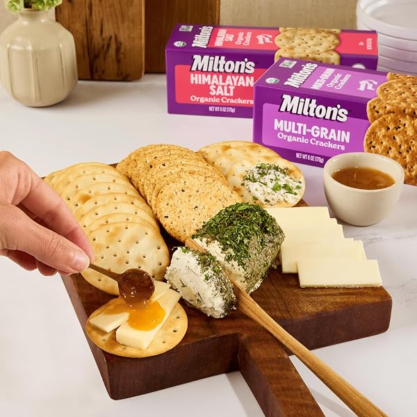 MILTON’S ORGANIC CRACKERS, MULTI-GRAIN – CERTIFIED ORGANIC, NON-GMO PROJECT VERIFIED, KOSHER, MADE WITH 4 WHOLE GRAINS & 3 SEEDS, GREAT FOR CHARCUTERIE BOARDS – 24 OZ, PACK OF 1