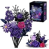 Ideas Halloween Purple Flowers Gothic Rose, Compatible with Lego Flowers Gift for Adults Women Girls Home Botanical Decoration for Birthday, Mother's Day, Christmas 8-16+ (822PSC)