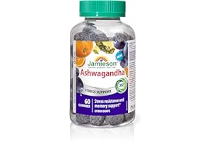 Jamieson Ashwagandha Gummies, 3,000 mg, Citrus Grape Flavour, Increases Resistance to Stress, Adaptogen, and Improves Memory.