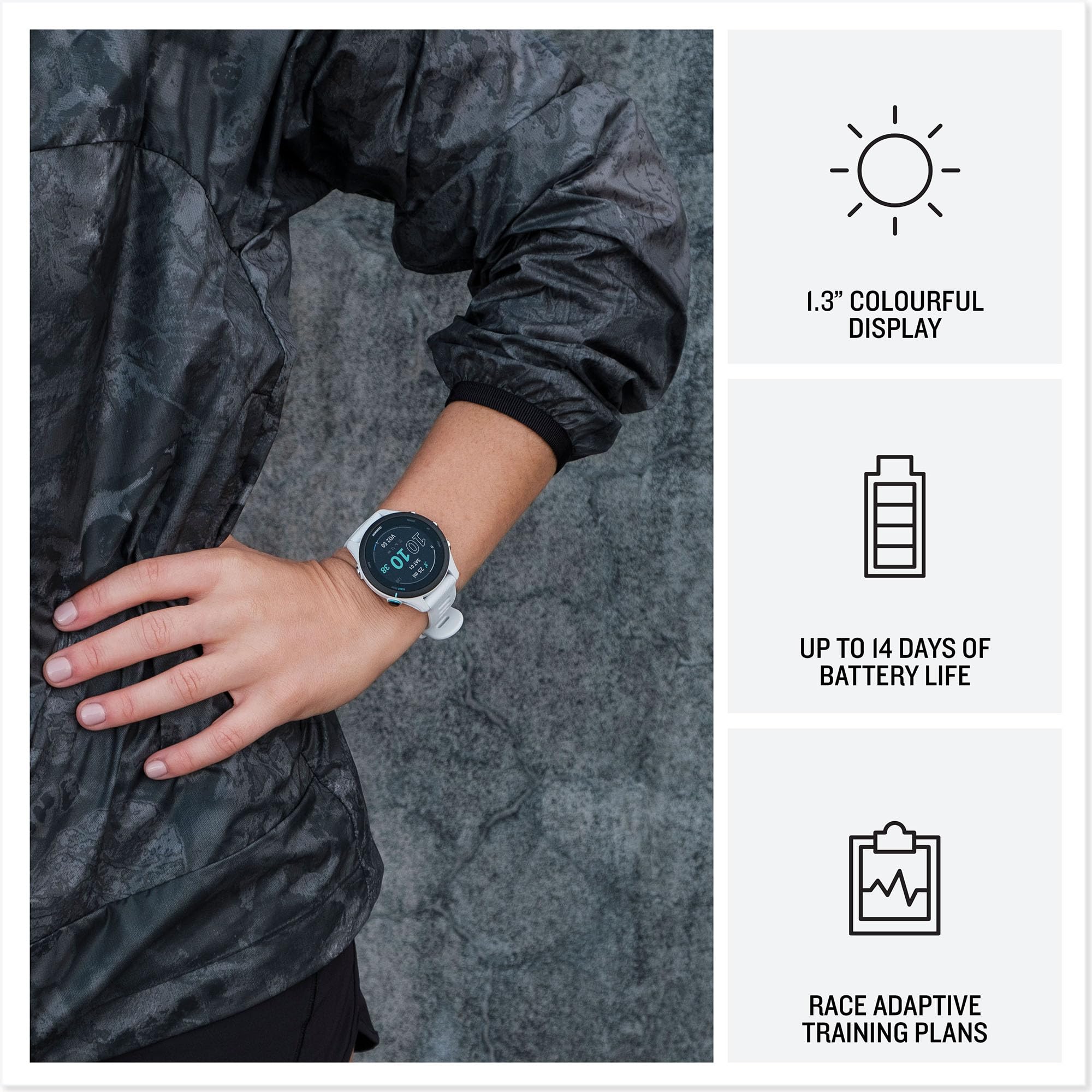 Garmin Forerunner 255 GPS 46mm Running Smartwatch, Lightweight, Advanced Training & Insights, Safety & Tracking Features, up to 14 days Battery Life, Slate Grey