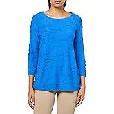 Ali Miles Womens Knit Textured Tunic Side Cinch Details Three Quarters Sleeve