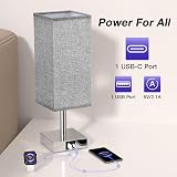 Aooshine Bedside Lamp with USB C A Ports, 3 Way Dimmable, Grey Shade view 5