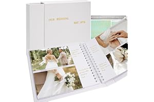 Vienrose Photo Album Linen Cover 4x6 with Writing Areas 200 Pockets Picture Albums Photos Book with Slipcase Metal Stickers Tweezers Ruler for Wedding Family Baby Anniversary Travel Graduction White
