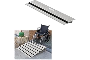 Nuvium 1" Rise Door Threshold Ramp with Updated Fixable Screws, Stable Portable Wheelchair Ramp for Home Steps, Aluminum Door Entry Ramps for Scooters, Power Chairs, Walkers, 800LBS Load Capacity