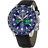 Gosasa Men's Analog Digital Watch, Large Face Dual Time Sport Watch | Alarm, 3 time zones, stopwatch, day/date, EL backlight and 5ATM water resistance for work, travel and outdoor wear.