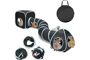 HIIMALEX Rabbit Playpen with Tunnel & Tent Pop-up Collapsible Hideout for Rabbit Guinea Pig Rat Hamster Chinchilla Hedgehog F