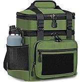 Double Deck Insulated Lunch Box, Expandable Large Lunch Bag Leakproof Cooler Bag Lunch Pail for Men Women Adults Work Shifts Travel Daytrip,16L,Army Green