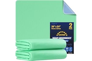 2 Pack 36” x 54” Extra Heavy Absorbency Washable Underpads, Waterproof Nursing Pads Incontinence Bed Pads, Reusable Washable 