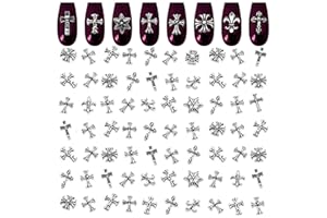 ZOKLU 100 Pcs Cross Nail Charms and Gems – 3D Acrylic Silver Cross Charms for Nails for DIY & Professional Manicure – Easy-to-Apply & Durable Nail Decorations, Versatile for Y2K or Daily Manicure Designs