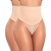 Werena Tummy Control Thong Shapewear for Women High Waist Body Shaper Panties Girdle Lace Shaping Underwear