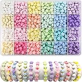 1000Pcs Matte Acrylic Star Beads Hart Beads for Jewelry Making, Macaron Colors Frosted Pastel Bead Colorful Assorted Cute Aesthetic Kawaii Bead for Bracelet DIY Craft Earring Phone Charm