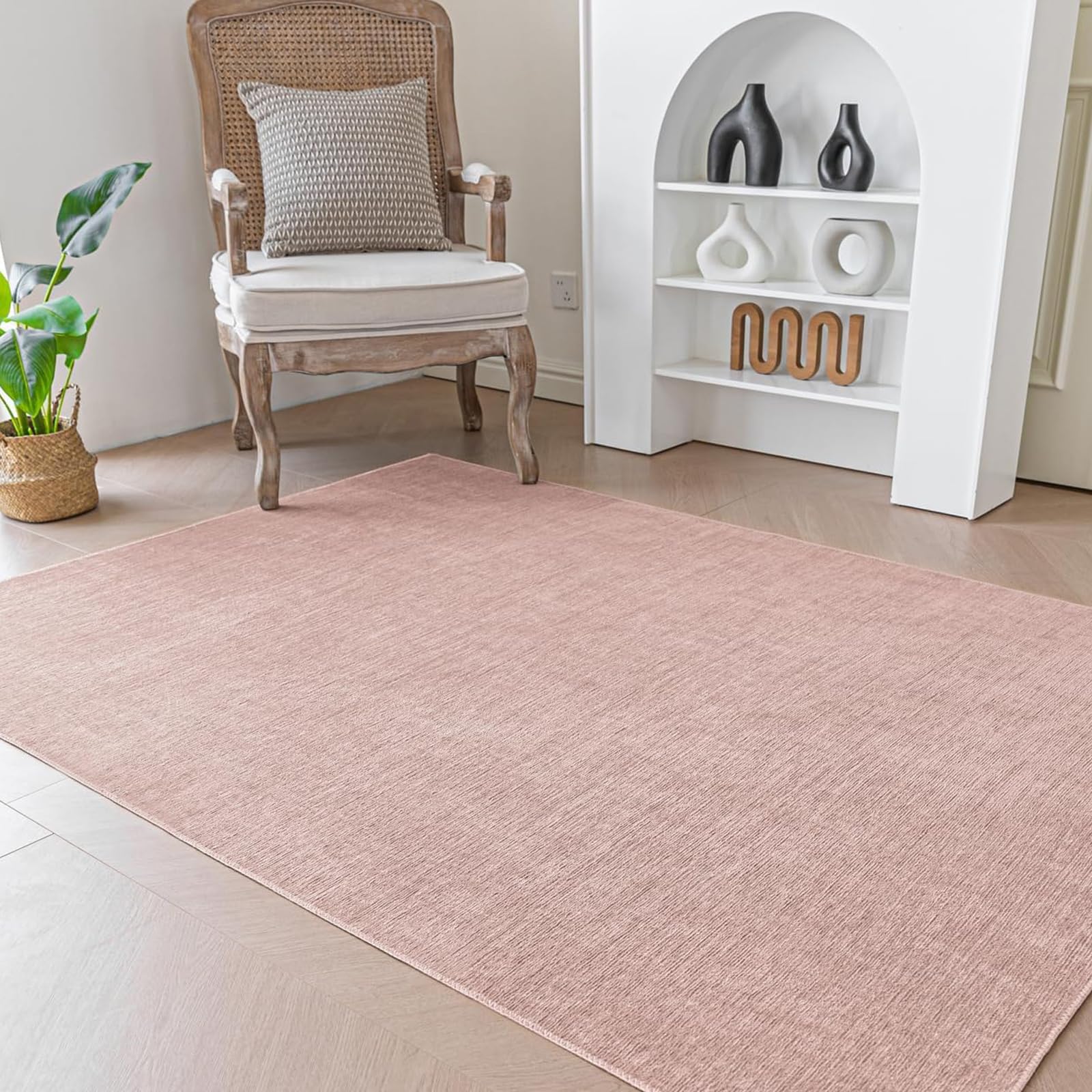 Evitany Area Rug Low Pile Rug Carpets Non-Slip Rugs Pink Washable Rugs for Bedroom Living Room Kitchen (Pink,120x160 cm)