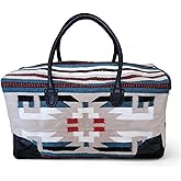 Aztec Large Weekender Southwestern Duffel Bag Saddle Blanket Bag 100% Leather Handles (Sahara)
