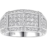 SHELOVES Moissanite Mens Wedding Bands Round Cut D Color VVS1 925 Sterling Silver Promise Wedding Rings Gift for Him Size 8-13