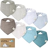 8-Pack Muslin Baby Bibs for Drooling, Teething – Muslin Bandana Drool Bibs for Baby Boys, Girls, Newborn, Teething Toddlers,