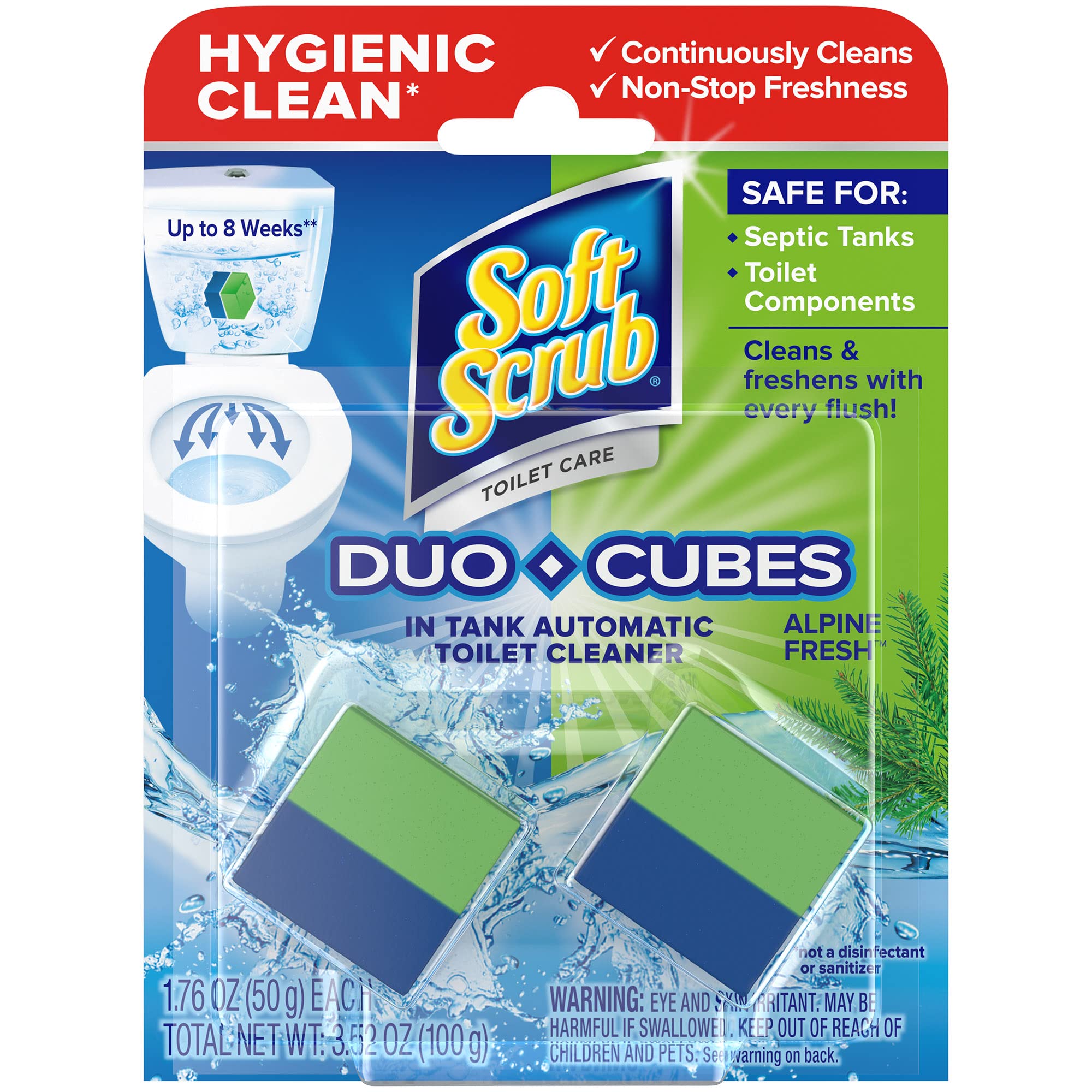 Soft Scrub In-Tank Toilet Cleaner Duo-Cubes, Alpine Fresh, 2 Count