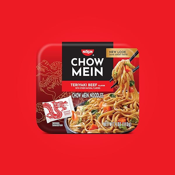 NISSIN CHOW MEIN NOODLES, TERIYAKI BEEF, 4 OUNCE (PACK OF 8)
