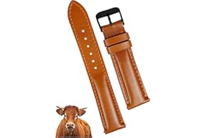 VINACREATIONS 20mm Brown Vintage Leather Watch Band Quick Release Black Buckle Full Grain Leather Strap For Men Women Handmade Extra Soft Replacement Stainless Steel Strap Gift for Him DH-202B-20MM
