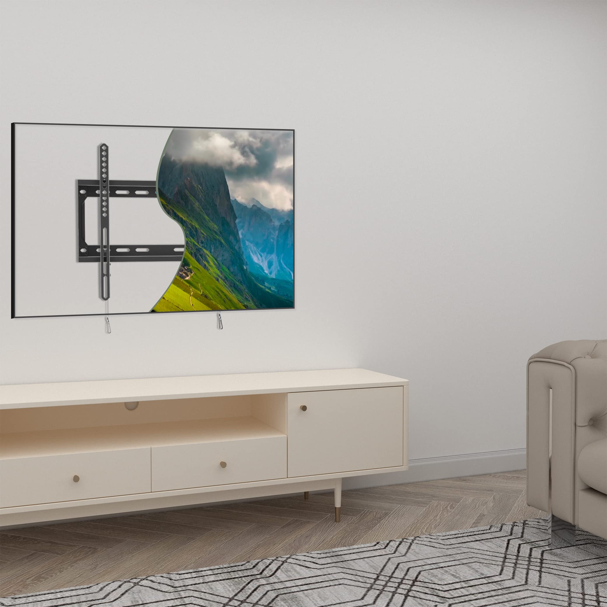 Fixed TV Wall Mount for Most 26-60 Inch Screen, Low Profile TV Mount with Quick Release Lock, Ultra Slim Wall Mount Bracket, Max VESA 400x400mm, Holds up to 99 lbs, up to 16”Wood Studs by USX STAR