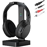 Wireless Headphones for TV Watching with Digital Optical RCA 2.4GHz RF Transmitter Charging Dock, ANSTEN Over Ear Headset wit