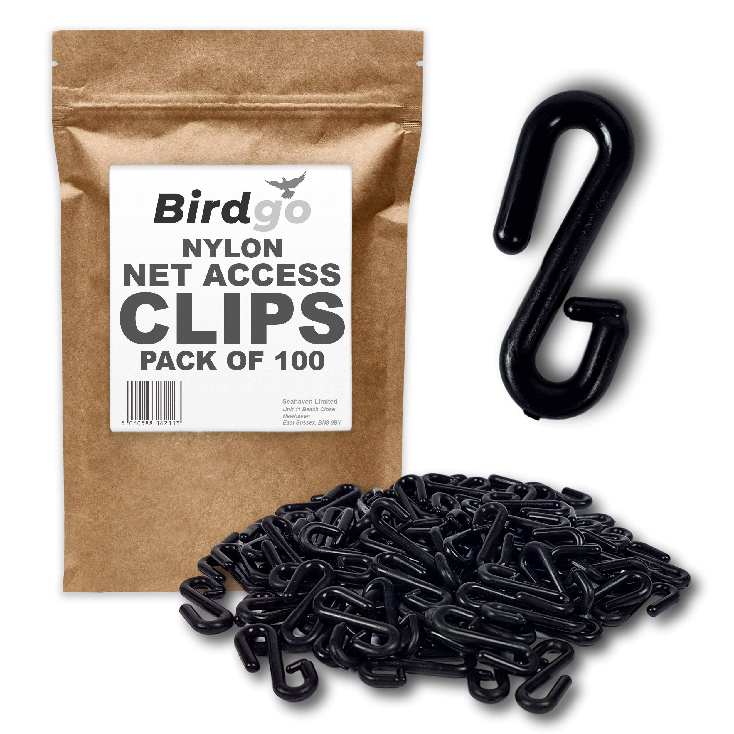 Birdgo 100 Nylon Plastic Net Hooks for Bird Control Netting Fixing, Access & Repair Solution