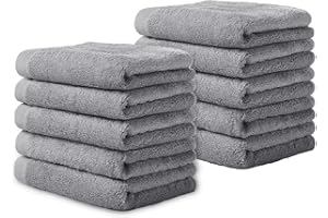 Yoofoss Luxury Bamboo Washcloths Towel Set 10 Pack Baby Wash Cloth for Bathroom-Hotel-Spa-Kitchen Multi-Purpose Fingertip Tow