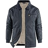 Rousytn Men's Duck Detroit Jacket Sherpa Lined Waxed Cotton Winter Jackets Water Resistant Canvas Coat