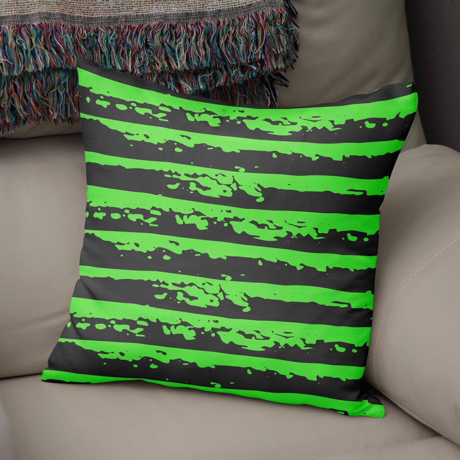 Bonamaison Decorative Cushion Cover, Polycotton, Green, Standard