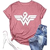 LAZYCHILD Women Breast Cancer Shirt: Pink Ribbon T-Shirt Breast Cancer Awareness Tee Cancer Survivor Tops