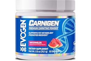 Evogen Carnigen - Premium Carnitine Powder | Supports Fat Metabolism & Promotes Recovery | Stimulant-Free L Carnitine Supplement Matrix with Acetyl L-Carnitine | Watermelon | 50 Servings