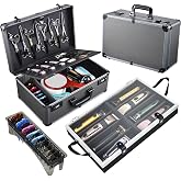 Yueieoun Professional Barber Case - Portable Barber Tool Case Hair Clipper Organizer with Combo Locks, Detachable Trays for Clippers, Shears, Razors, Trimmers - Secure Storage for Barbershop or Travel