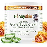 Hydrating Face Moisturizer & Body Cream with Manuka Honey Cream - Organic Face Moisturizer with Honey for Extremely Dry Skin - for Dry & Itchy Skin, Rosacea & Eczema Prone Skin 8oz