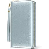 Nipichsha Womens Wallet, RFID Wristlet Wallet for Women, Cute Ladies Purse, Large Credit Card Clutch Purse, Leather Card Holder Wallets with Zipper & Phone Holder, Blue