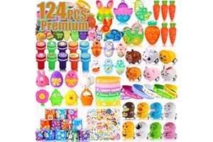 TAULAAP 124 Pack Easter Party Favors for Kids Girls Boys Easter Basket Stuffers, Easter Egg Fillers Gifts, Easter Eggs Hunt, Classroom Prizes Treasure Box Toys, Pinata Filler Goodie Bags Stuffers