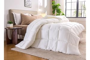 Pure Bamboo Duvet Insert King Size (106x92 in) - Ultra Soft Quilted Duvet Insert with 8 Corner & Side Loops, Double Stitching, Satin Piping - Luxuriously Soft (King, Lightweight)