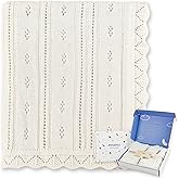 Pinuotu Cotton Pointelle Knitted Baby Blanket – Ultra-Soft, Breathable, 31"x40"Inch, Perfect for Swaddle, Crib, Stroller – Premium Newborn Gift for Boys & Girls (White)