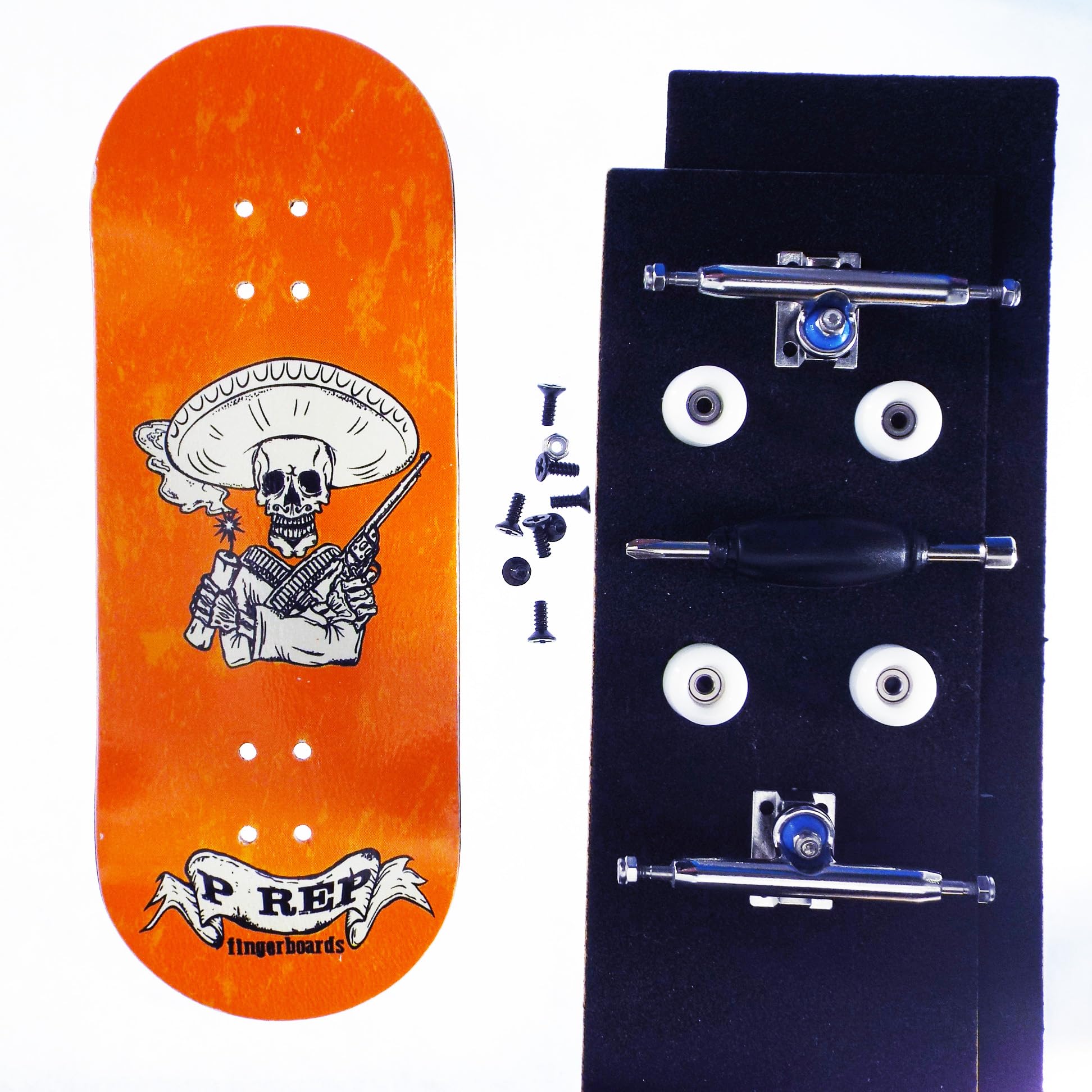 P-REP V2 Pro Performance Complete Wooden Fingerboard kit with Urethane Wheels and Bushings 34mm - Bandito