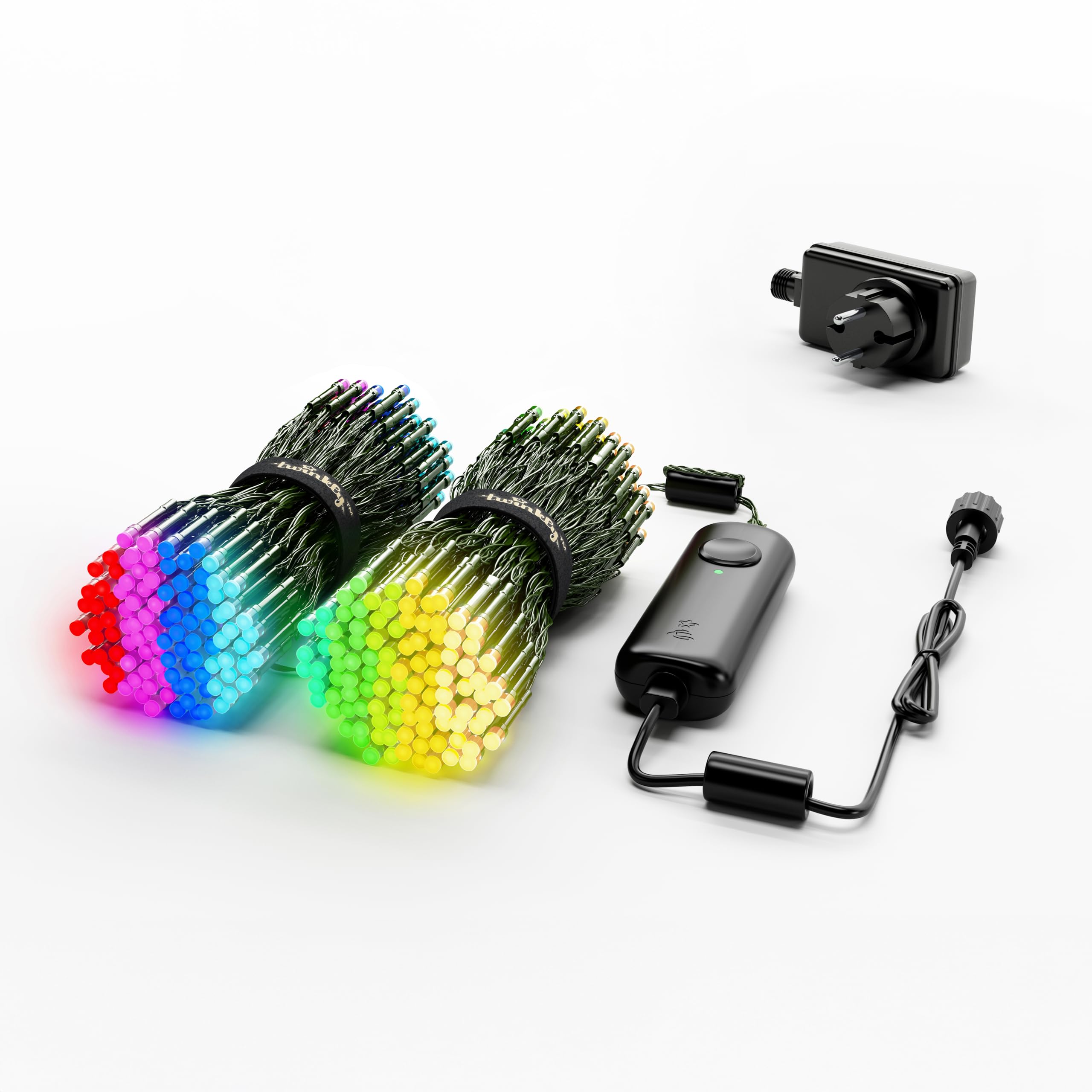 Twinkly Strings HD 500 Smart RGB+W LEDs, 27,5 Meter, grünes Kabel, Weihnachtsbeleuchtung für den Innen- und Außenbereich