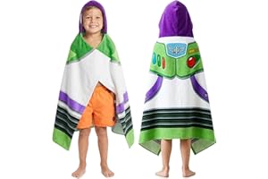Disney Pixar Toy Story Bath Towels with Hood for Boys, Ages 2-6, Buzz Lightyear Soft and Absorbent Hooded Cotton Beach Towel 