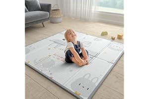 ZEEBABA Baby Play Mat, 47"x47" Foldable & Reversable Play Mat, 0.4" Thick Waterproof Foam Play Mat, Unicorn Baby Mat, Non-Toxic Foam Play Mat for Babies and Toddlers for 47inch Playpen