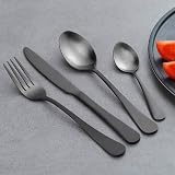 BEWOS 16 Piece Matt Black Stainless Steel Flatware Set Service for 4 view 5