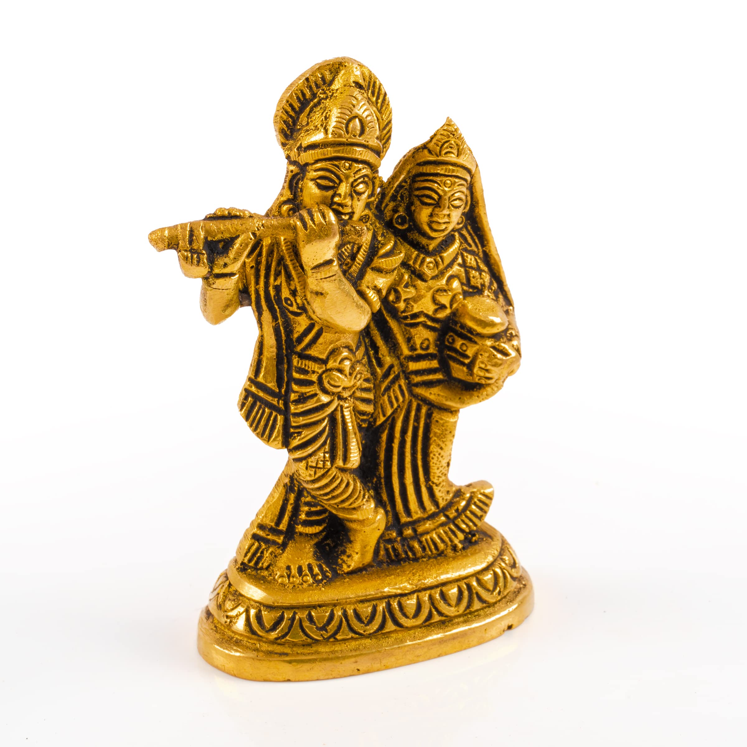 Brass Radha Krishna Pooja Murti Idol Statue God Spiritual Lord Sculpture Indian Religious Antique Statue Décor for Home Temple Puja Decoration Festivals Diwali Grah Pravesh and Gifting (Radha Krishna)