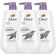 Dove Body Wash with Pump Relaxing Lavender Oil & Chamomile 3 Count for Renewed, Healthy-Looking Skin Gentle Skin Cleanser with 24hr Renewing MicroMoisture 30.6 oz