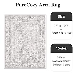 PureCozy Grey Area Rug 8x10 Indoor Vintage Living