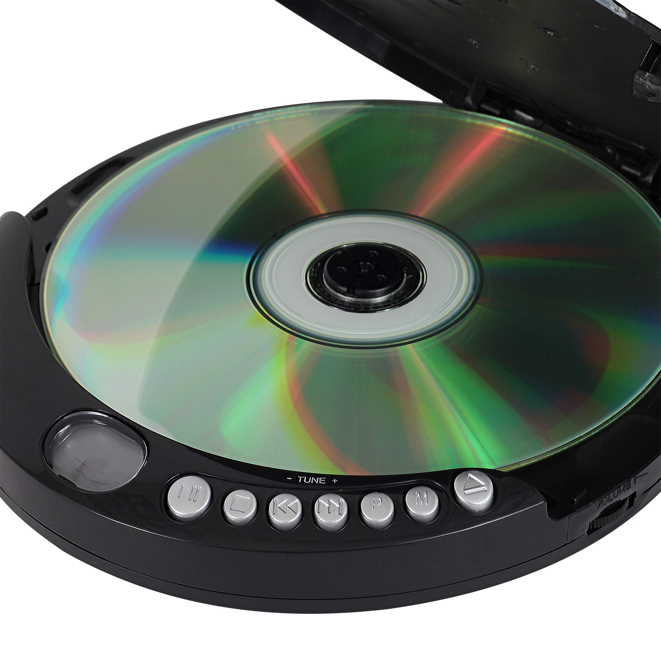 Jensen Portable CD-120 Portable Personal CD Player Compact 120 SEC Anti-Skip CD Player – Lightweight & Shockproof Music Disc Player & FM Radio Pro Sport-Earbuds for Kids & Adults (Black)