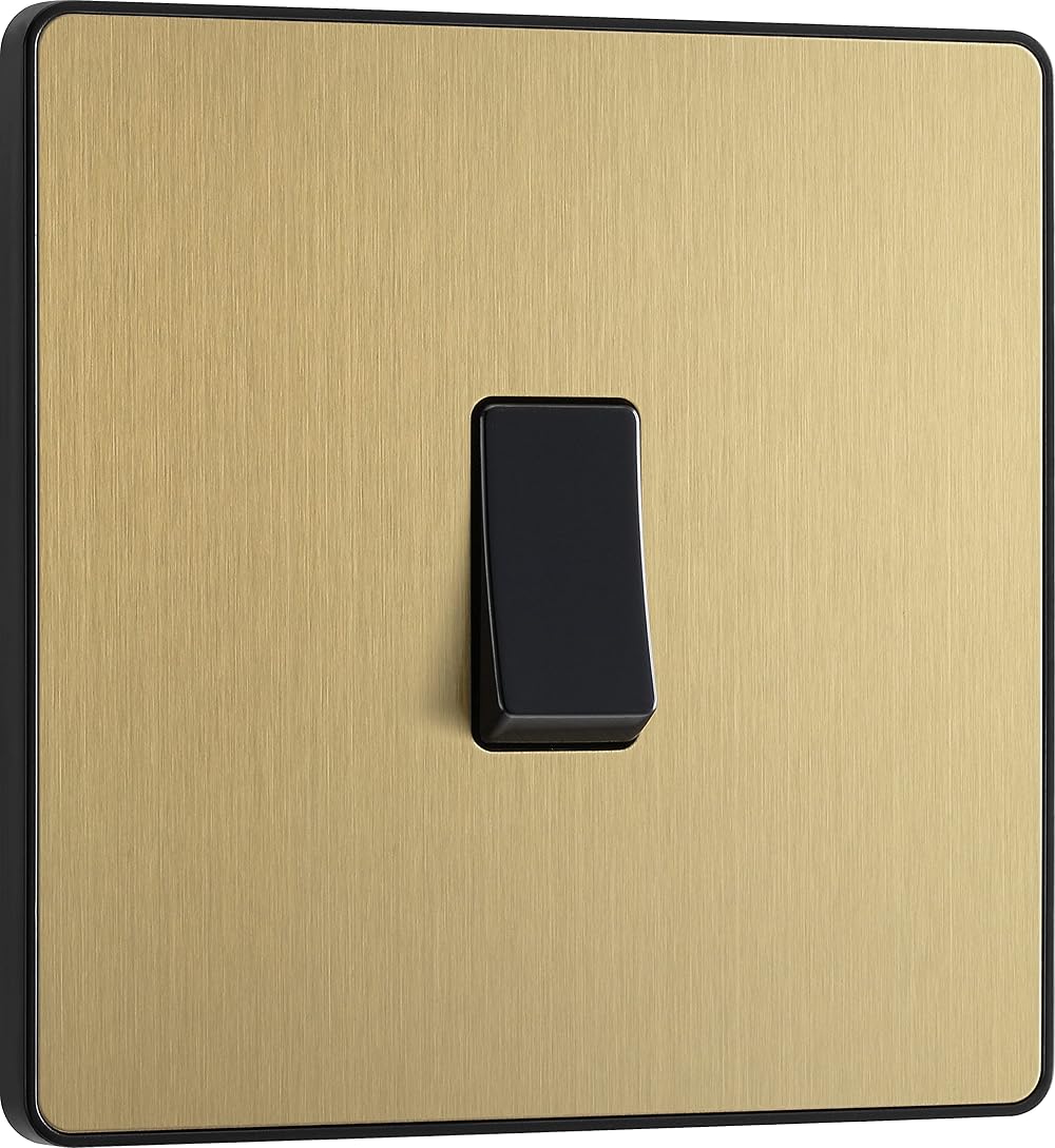 BG Electrical Single Wall Light Switch 2 Way Satin Brass Evolve PCDSB12B