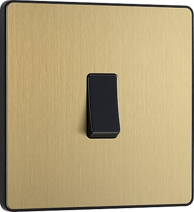 BG Electrical Single Wall Light Switch 2 Way Satin Brass Evolve PCDSB12B