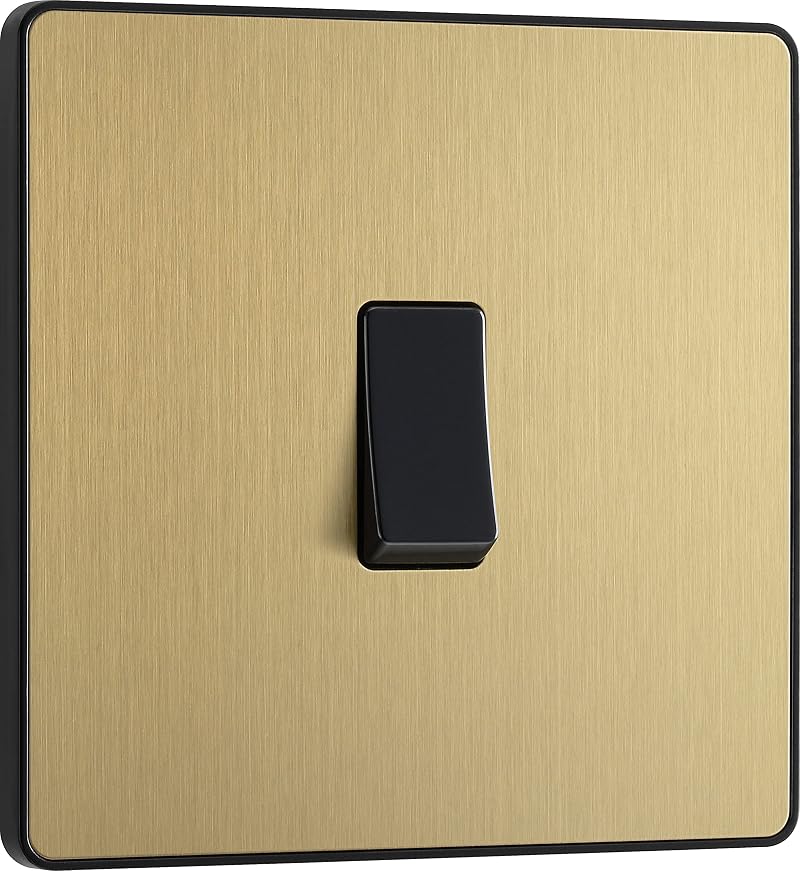 BG Electrical Single Wall Light Switch 2 Way Satin Brass Evolve PCDSB12B