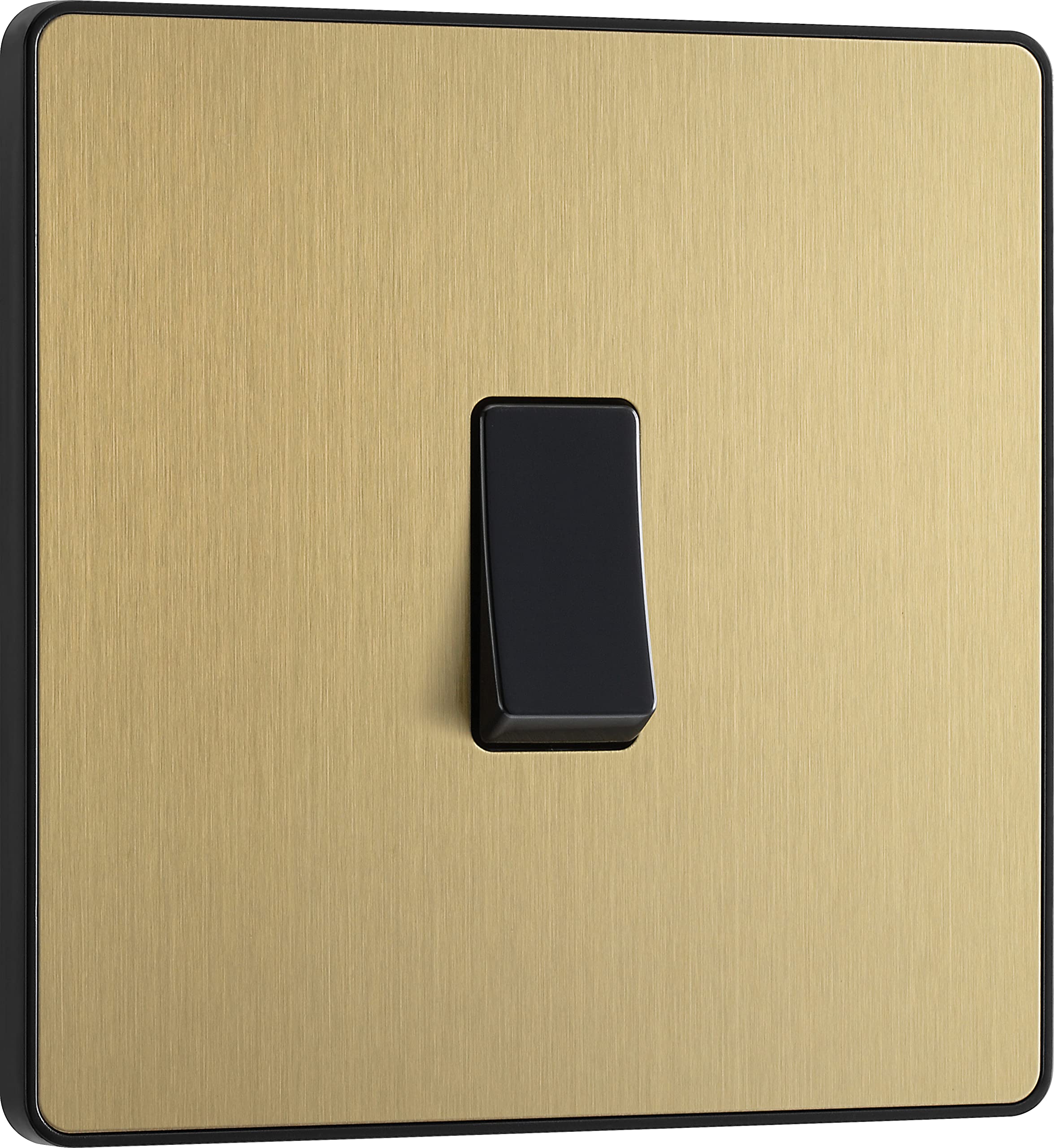 BG Electrical Single Wall Light Switch, 2 Way, Screwless Front Plate, Round Edges, Evolve, Satin Brass, 20A, 16AX, PCDSB12B — image 1