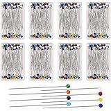 800pcs Sewing Pins for Fabric - Cuttte 8 Boxes Straight Pins with Colored Ball Glass Heads, 1.5inch Long, Quilting Pins for S